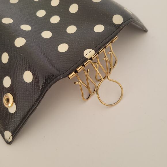 Dolce&Gabbana Leather Key Case Wallet Smalll Trifold Black White Polka Dot Box - Picture 7 of 11